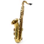 An Amati Kraslice Classic Super brass saxophone having mother of pearl keys, 78cm in length,