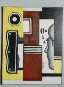 Manner of Fernand Léger - Abstract composition, French school oil on board, framed, 58.5cm x 43.