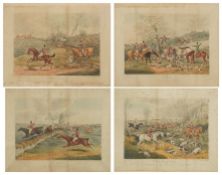 Henry Thomas Alken - The Death, Getting Away, Drawing the Cover and The Full Cry, a set of 19th