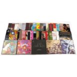 A collection of vinyl LP records, predominantly jazz and classical, including Glen Miller's