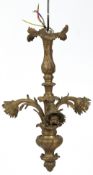An early 20th century Neo Classical Revival ormolu three branch ceiling light with stiff leaf