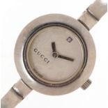 Gucci, a ladies stainless steel Gucci 105 wristwatch, the case numbered 11229561, the dial 18mm in