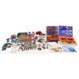 Vintage and later toys including two Tomy robots, Meccano, Micro Machines and chess.