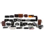 Large collection of vintage cameras including Agfa Isoly, Dacora II, Kodak Brownie 127 and Prinz