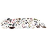 Vintage and later jewellery including amber coloured enamelled bracelet, polished stone pendants,