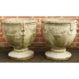 Pair of large stoneware garden planters, 50cm high