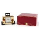 Must de Cartier, Art Deco style Pendulette enamelled and lacquered alarm clock, numbered