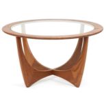 A G Plan teak 'Astro' circular coffee table, 46cm high x 84cm in diameter.