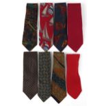 Eight silk ties comprising Polo Ralph Lauren, Giorgio Armani and Paolo da Ponte.