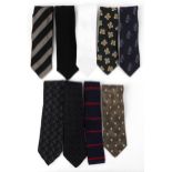 Nine ties, mostly silk, including Ralph Lauren, Giorgio Armani and French Eye.