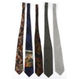Five silk ties comprising Polo Ralph Lauren, Giorgio Armani, Cerruti, Paolo da Ponte.