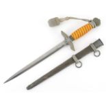 German military interest Luftwaffe officer's style dress dagger with scabbard, 42cm in length.