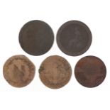 Four 18th century copper coins comprising two French Louis XVI 1792 two sol, two 1797 Cartwheel
