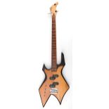 B.C. Rich four string bass guitar, serial number 61210194, 128cm in length.