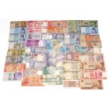 Vintage 20th century world banknotes including Sun Yat-Sen, Mao Zedong one hundred yuan down to