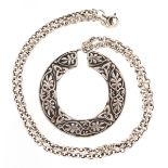 ***WITHDRAWN*** Silver Celtic pendant on a silver necklace, 4.8cm in diameter and 50cm in length