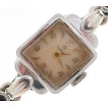 Tudor, Art Deco ladies stainless steel manual wind cocktail watch, the dial 12.5mm wide.