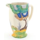 Bizarre by Clarice Cliff, hand painted pottery water jug in the Viscaria pattern, marks to the base,