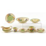 Clarice Cliff for Wilkinson and Newport pottery, Art Deco tea and dinnerware hand painted in the
