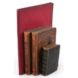 Antique books including Beschauliches und Erbauliches and a Holy Bible.