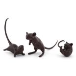 Adam Binder, three limited edition bronze sculptures of mice, one boxed, the largest 11cm wide.