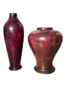 A. J. WILKINSON ORIFLAMME DESIGNED BY JOHN BUTLER - TWO PURPLE LUSTRE FINISH VASES