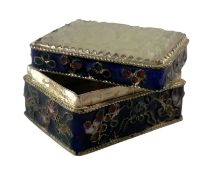 VINTAGE CHINESE WHITE JADE & CLOISONNE TRINKET / STAMP BOX