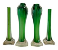 COLLECTION OF 20TH CENTURY GREEN STEM VASES