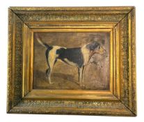 HIGH VICTORIAN CENTURY OIL ON CANVAS PAINTING OF A FOXHOUND