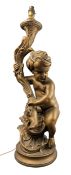 EARLY 20TH CENTURY GILT PLASTER ROCOCO STYLE CHERUB LAMP