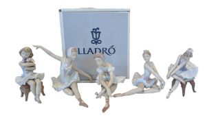 LLADRO - COLLECTION OF FIVE LATE 20TH CENTURY PORCELAIN BALLERINA FIGURES