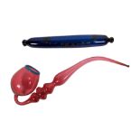 19TH CENTURY NAILSEA ROLLING PIPE & BRISTOL BLUE ROLLING PIN