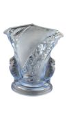 BROCKWITZ GLASS - GERMAN ART DECO 1930S BLUE PARAKEET VASE