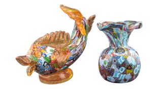 MURANO - TWO MID CENTURY GLASS MILLEFIORI PIECES