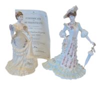 COALPORT - TWO 1990S BONE CHINA HEIRLOOM FIGURINE OF THE YEAR FIGURES