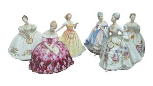 ROYAL DOULTON - SIX LATE 20TH CENTURY BONE CHINA LADY FIGURES
