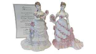 ROYAL WORCESTER - TWO LATE 20TH CENTURY BONE CHINA SPLENDOUR AT COURT FIGURES