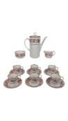 ROYAL WORCESTER - LATE 20TH CENTURY BONE CHINA ROYAL GARDEN COFFEE SET
