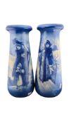 ROYAL DOULTON - PAIR OF LATE 19TH / EARLY 20TH CENTURY LAMBETH FAIENCE BLUE CHILDREN VASES