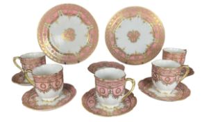 NORITAKE, JAPAN - EARLY 20TH CENTURY HAND PAINTED & GILT TOOLED PORCELAIN COFFEE SET