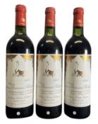 THREE 1982 CHATEAU MOUTON BARONNE PHILIPPE WINE, EN HOMMAGE À PAULINE BARONNE DE ROTHSCHILD BOTTLES