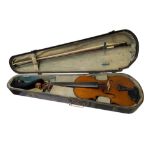 19TH CENTURY ANTONIO STRADIVARIUS REPLICA VIOLIN & BOW IN CASE