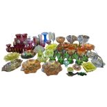 LARGE COLLECTION OF 20TH CENTURY GLASSWARE INCLUDING BASKETS, VASES, PLATES ETC.