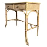 RETRO BAMBOO AND RATTAN WOVEN DESK OR DRESSING TABLE
