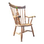 19TH CENTURY VICTORIAN ASH & ELM WINDSOR ARMCHAIR