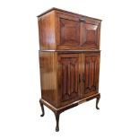 REPRODUCTION LATE 20TH CENTURY WALNUT COCKTAIL / DRINKS CABINET