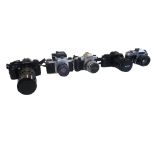 CHINON / PENTAX, JAPAN - FIVE VINTAGE 35MM SLR CAMERAS