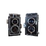 TWO TLR TWIN REFLEX CAMERAS - ZEISS IKOFLEX - RICOH AUTO 66