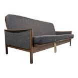 DANISH MODERN DESIGN - MID CENTURY TEAK SHOW WOOD FRAME SOFA DAY BED