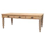 19TH CENTURY VICTORIAN COUNTRY PINE FARMHOUSE REFECTORY DINING TABLE